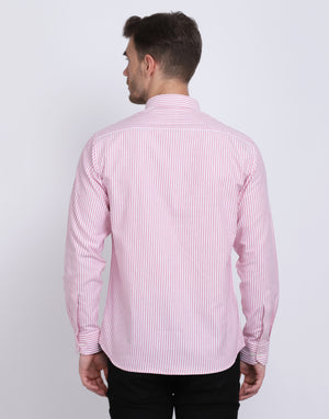 Cotton oxford Casual pink & white striped Shirt