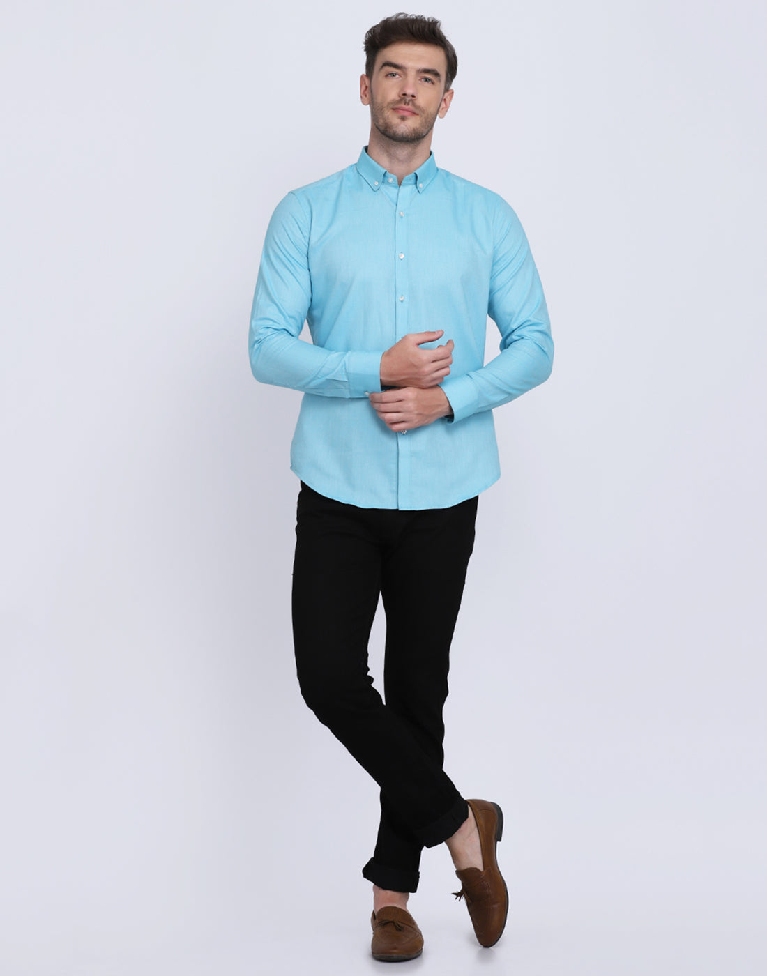 Cotton oxford formal Aqua Shirt