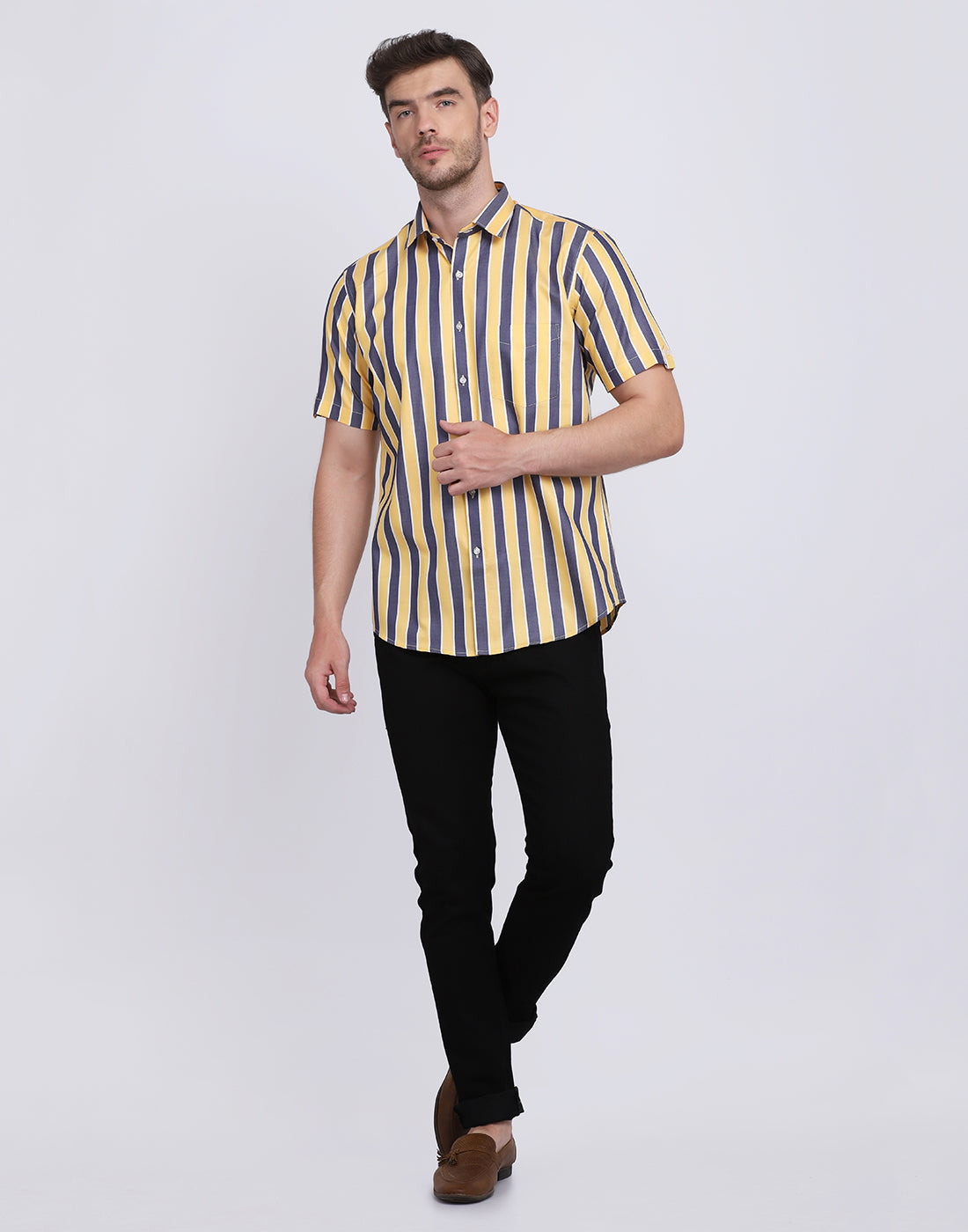 Blue & yellow wider Stripe shirt