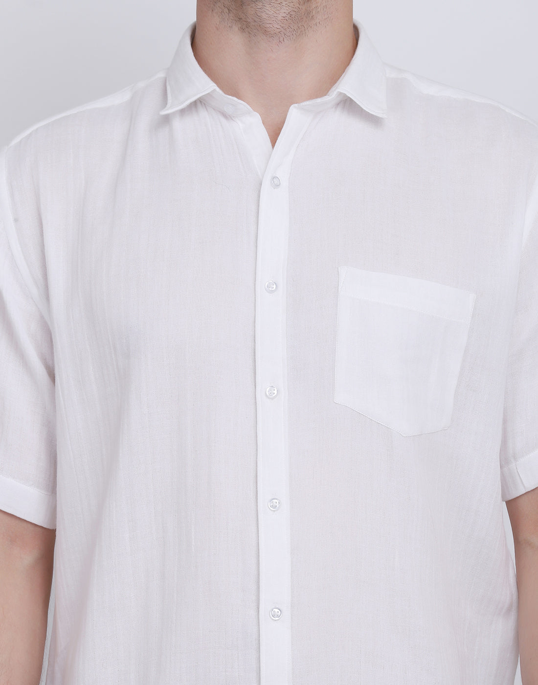 Double Cloth Crinkled Cotton men's Half Sleeves shirt