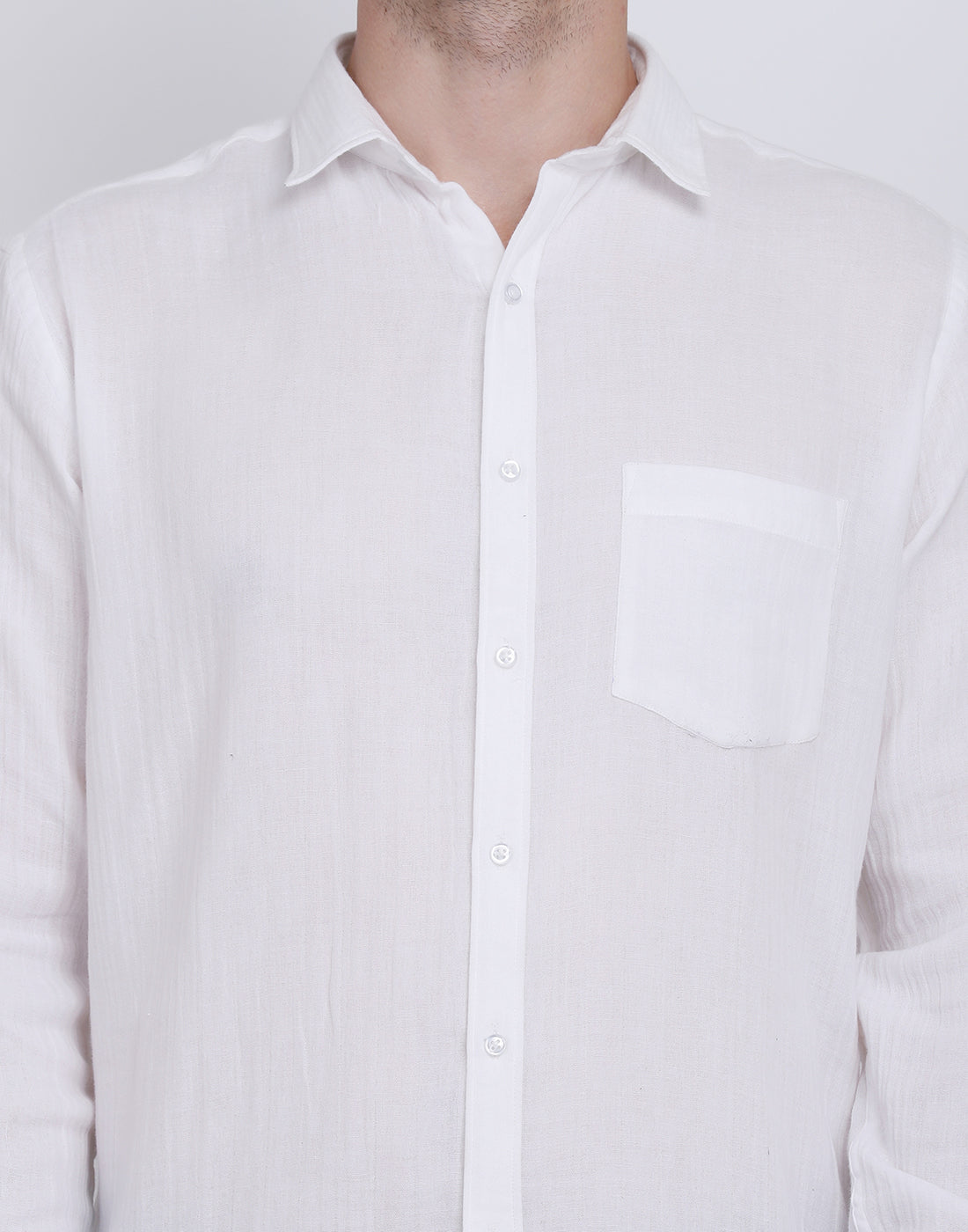 Double Cloth Crinkled Cotton men's Long Sleeves shirt