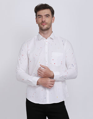 Multicolor hand drop paint casual white shirt