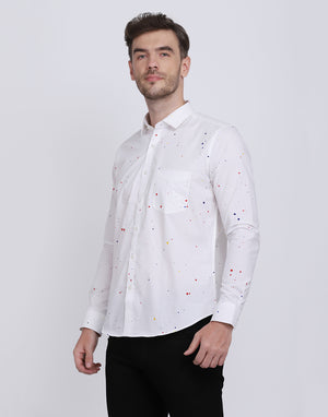 Multicolor hand drop paint casual white shirt