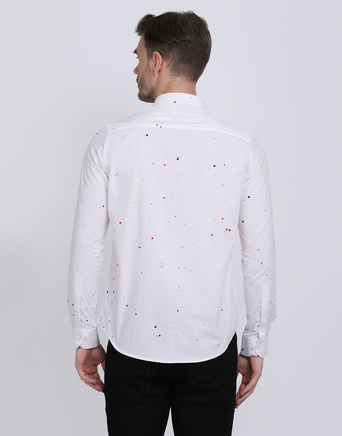 Multicolor hand drop paint casual white shirt