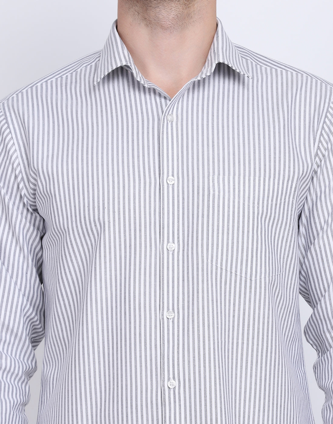 Cotton oxford Casual black & white striped Shirt