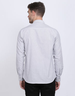 Cotton oxford Casual black & white striped Shirt