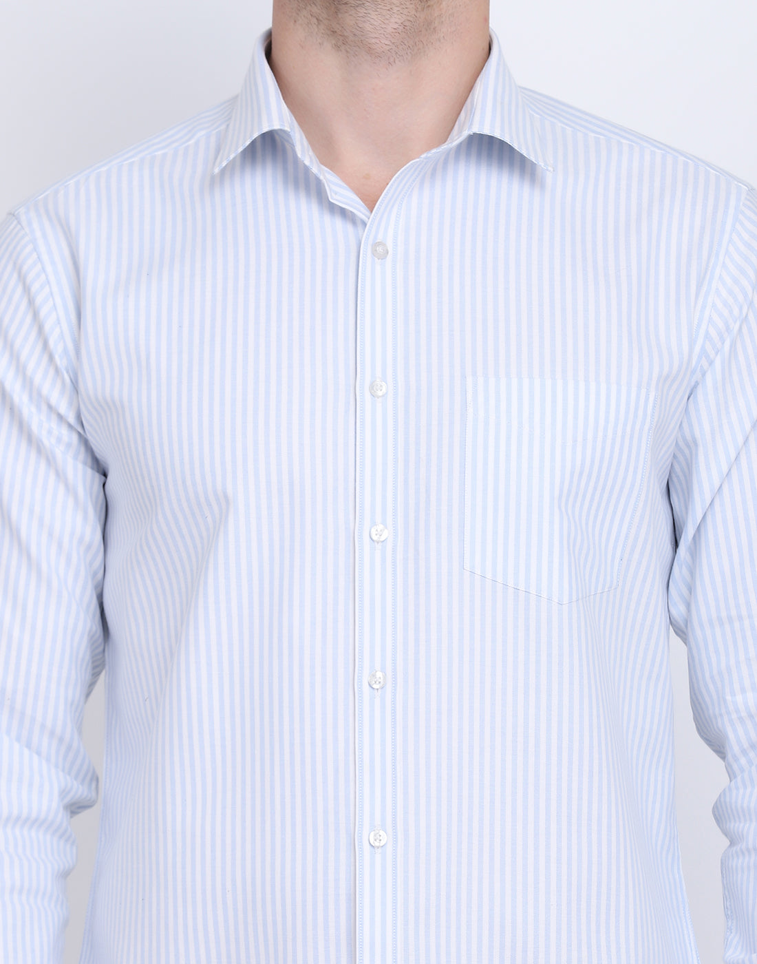 Cotton oxford Casual blue & white striped Shirt