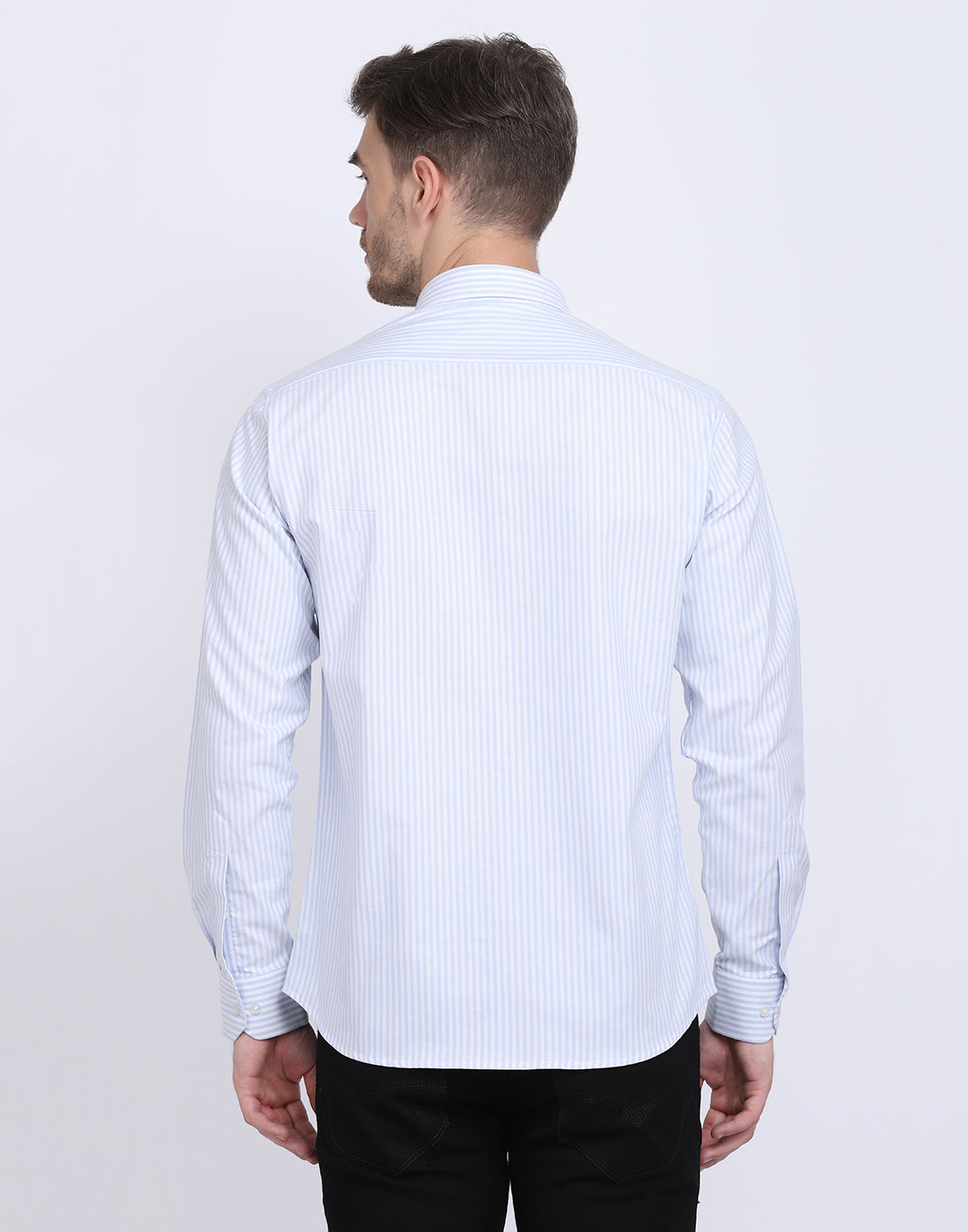 Cotton oxford Casual blue & white striped Shirt