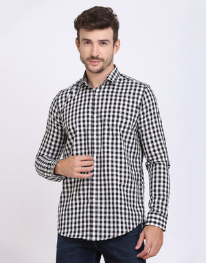 Black & White Mini Checkered Cotton Shirt