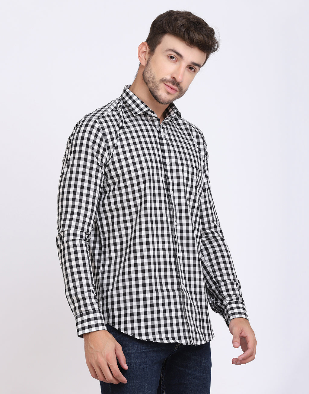 Black & White Mini Checkered Cotton Shirt