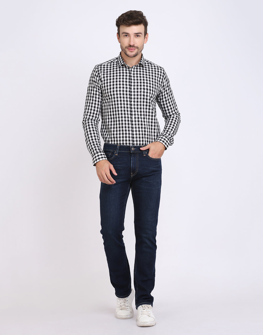 Black & White Mini Checkered Cotton Shirt