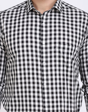 Black & White Mini Checkered Cotton Shirt