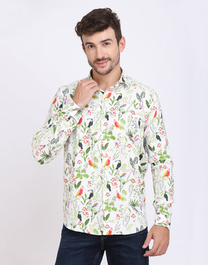 Birds Printed Regular Fit Casual/Party Shirt