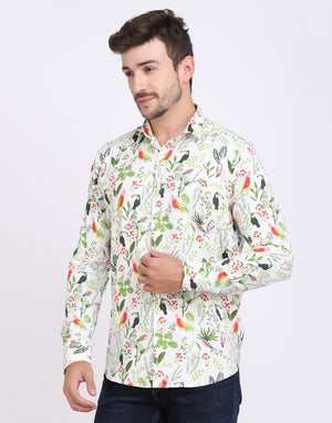 Birds Printed Regular Fit Casual/Party Shirt