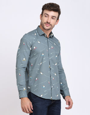 conversational penguin print men’s Shirt