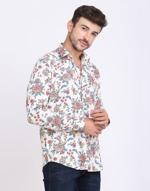 Vintage Floral Printed Casual Shirt