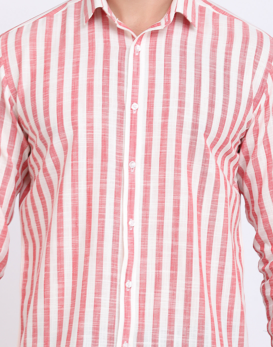 Men’s Red & White cotton slub Shirt