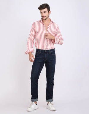 Men’s Red & White cotton slub Shirt