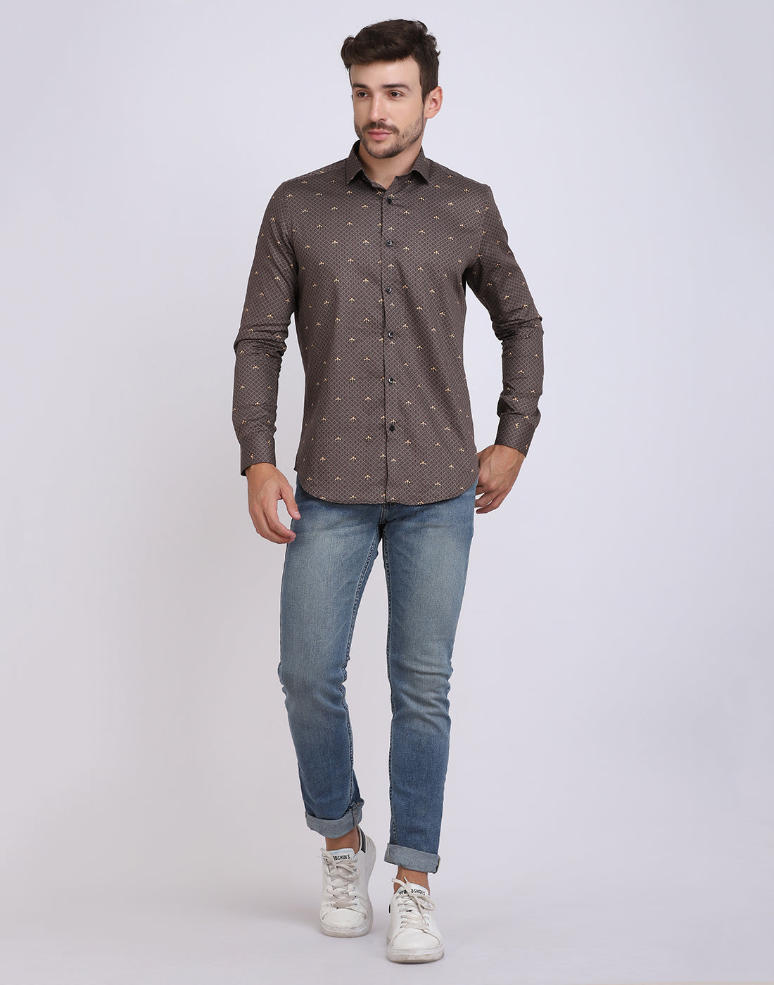 Printed Cotton Herringbone Party Shirt