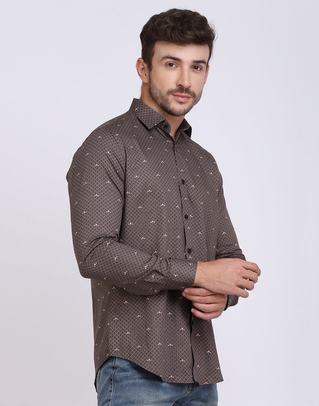 Printed Cotton Herringbone Party Shirt