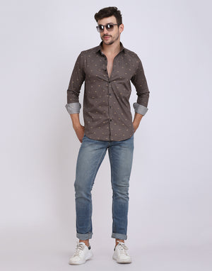 Printed Cotton Herringbone Party Shirt