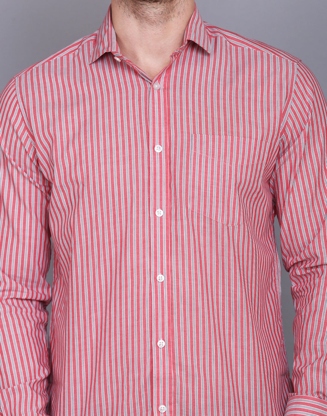 Men’s Red & Blue Striped regular Fit Casual Shirt