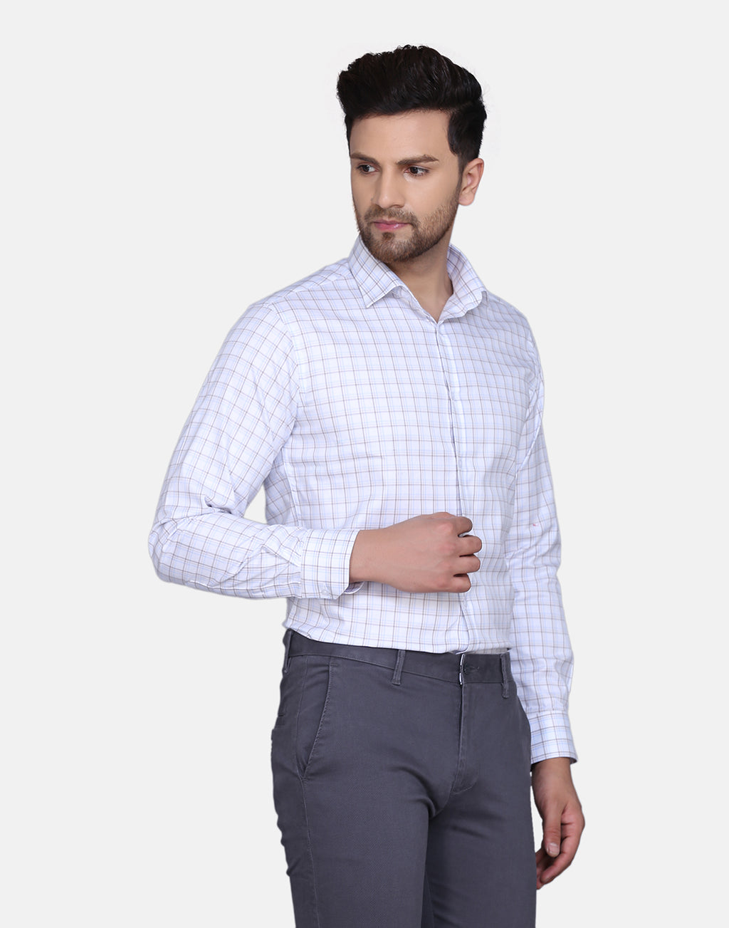 Herringbone checkered formal shirt