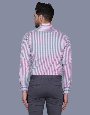 Checkered yarn dyed pink men’s shirt