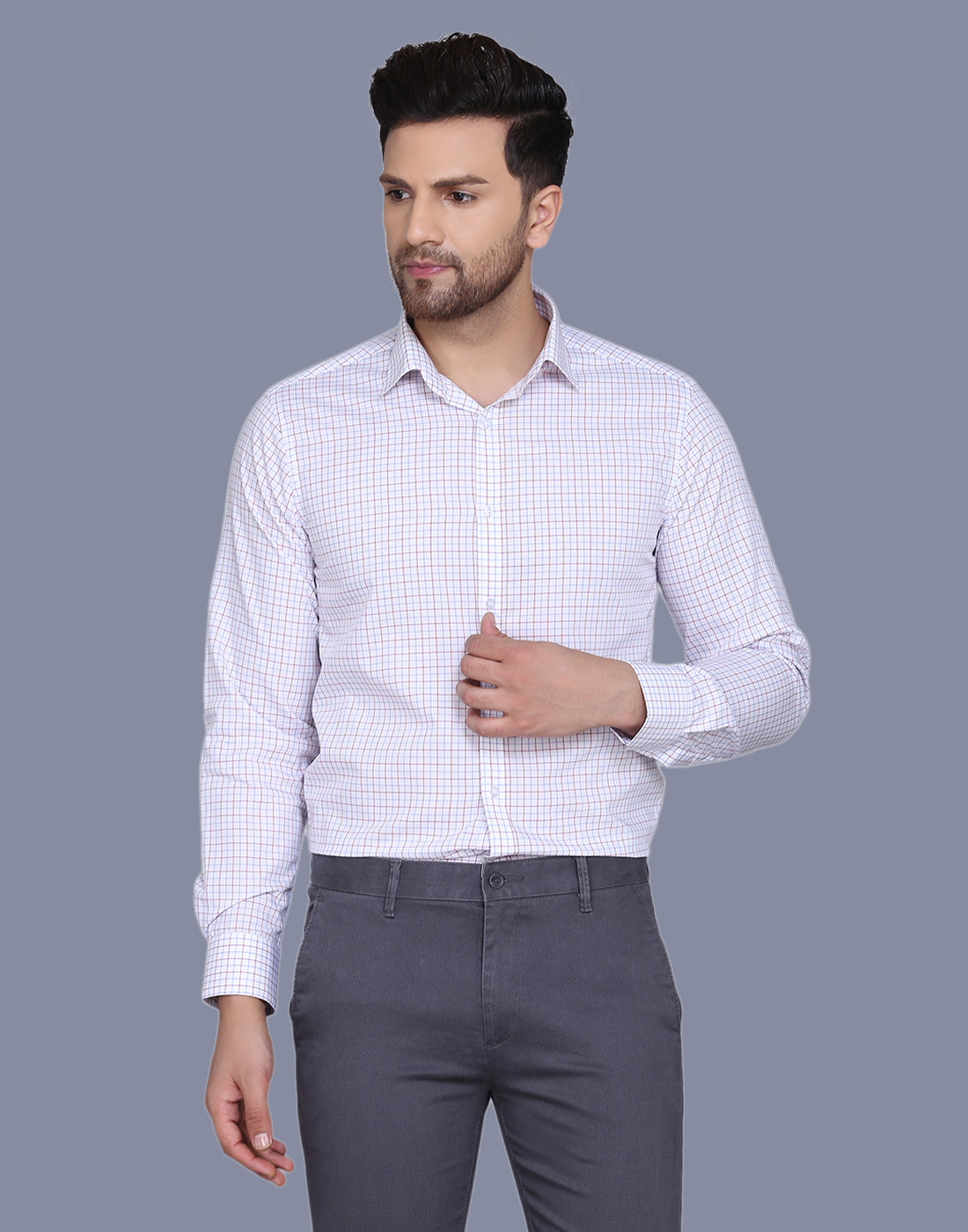 Cotton Blend checkered men's shirt