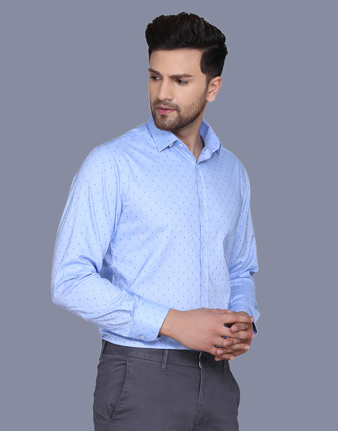 Light Blue Chambray Dobby men’s Shirt