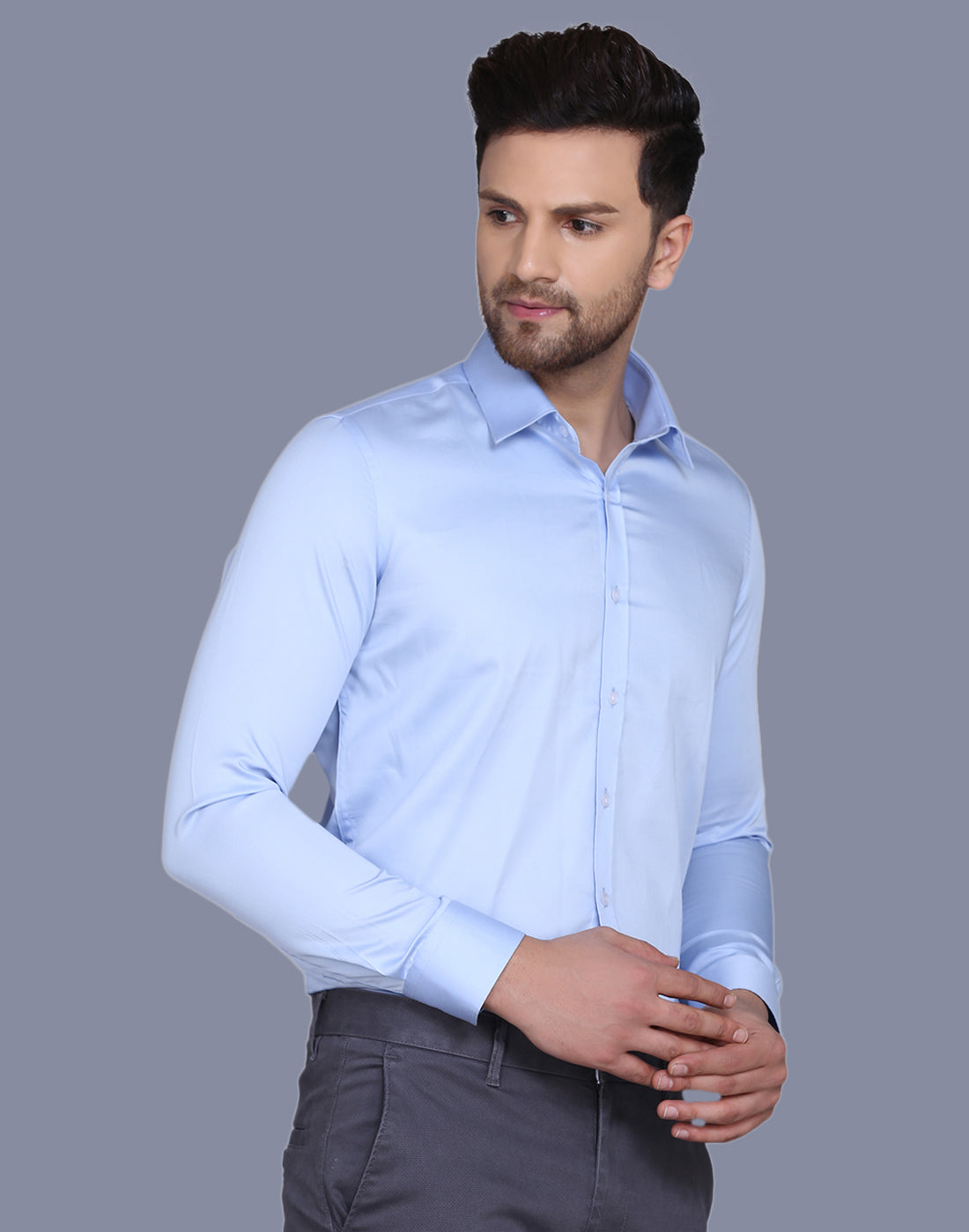 sky blue Cotton Satin shirt