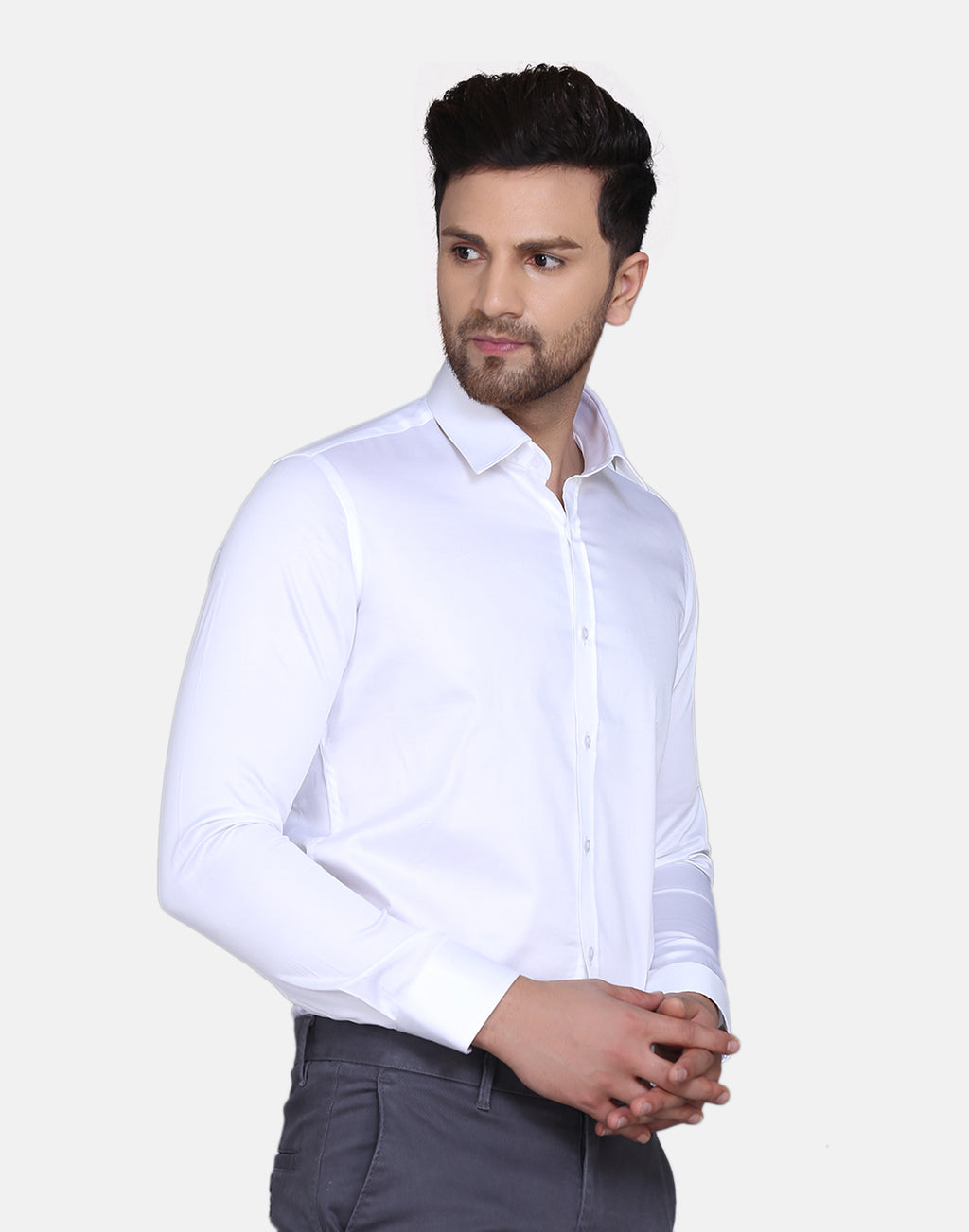 White Cotton Satin Shirt