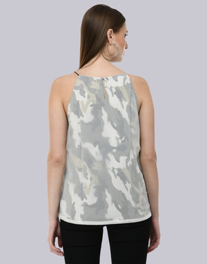 Keyhole Army Printed Top